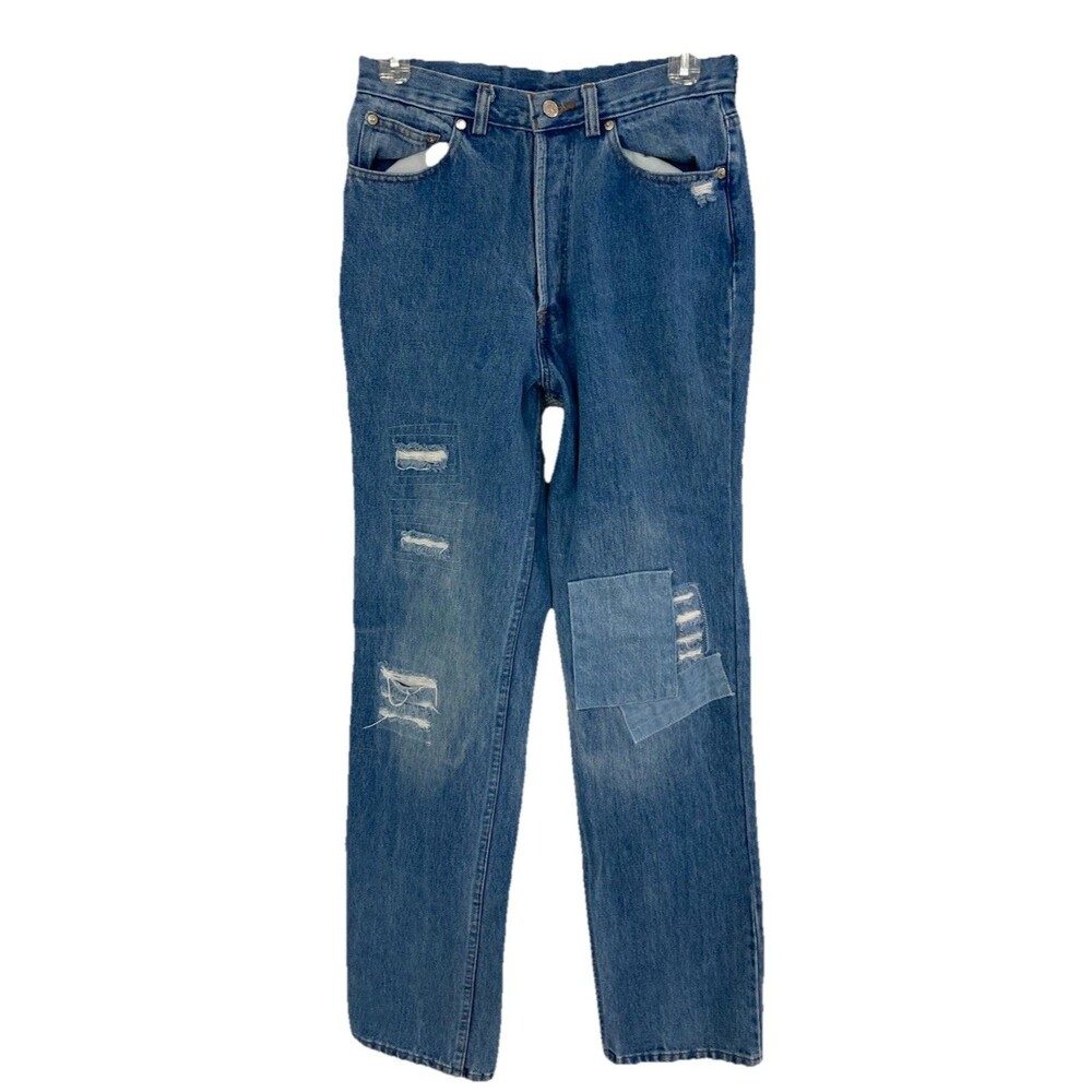 Men's VTG Polo Ralph Lauren Patchwork Jeans Distressed Buttonfly USA Size 28x33